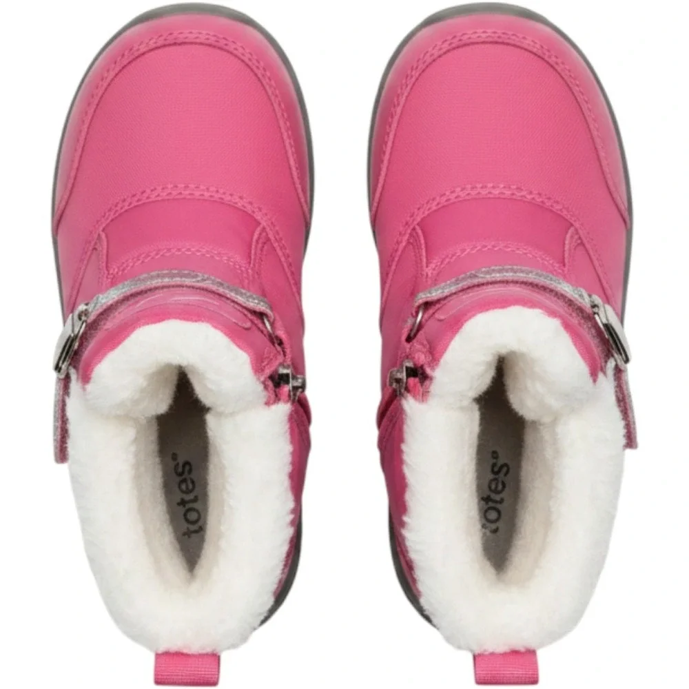 Totes Adventure Gear Girls Pink Glitter Faux Fur Snow Boots Size 5 Toddler
